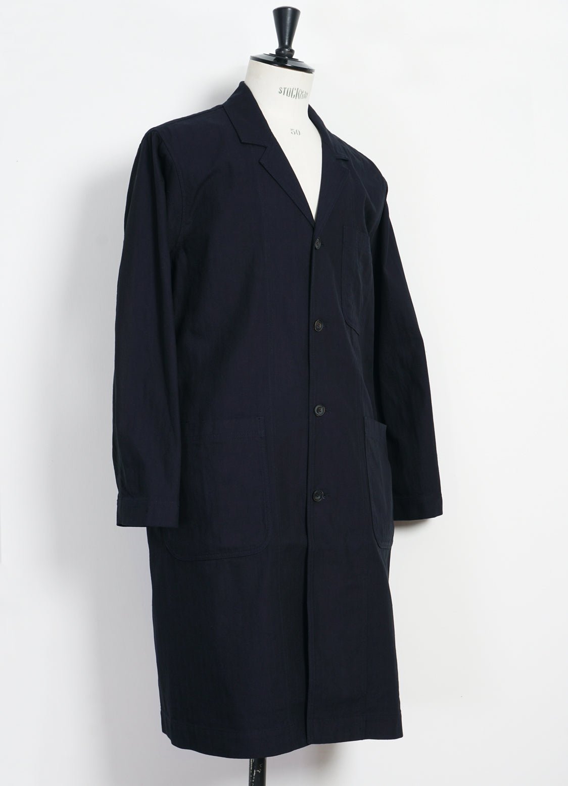 HANSEN GARMENTS - BIRGER | Long Work Coat | Indigo Herringbone - HANSEN Garments