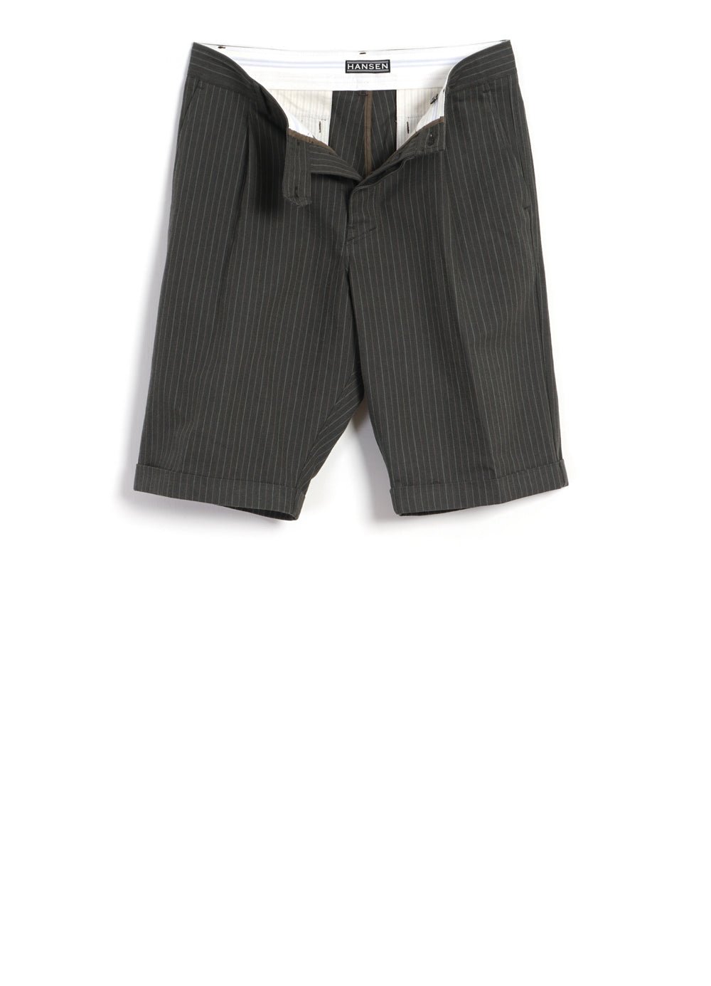 HANSEN GARMENTS - BIRK | Single Pleated Shorts | Khaki Pin - HANSEN Garments