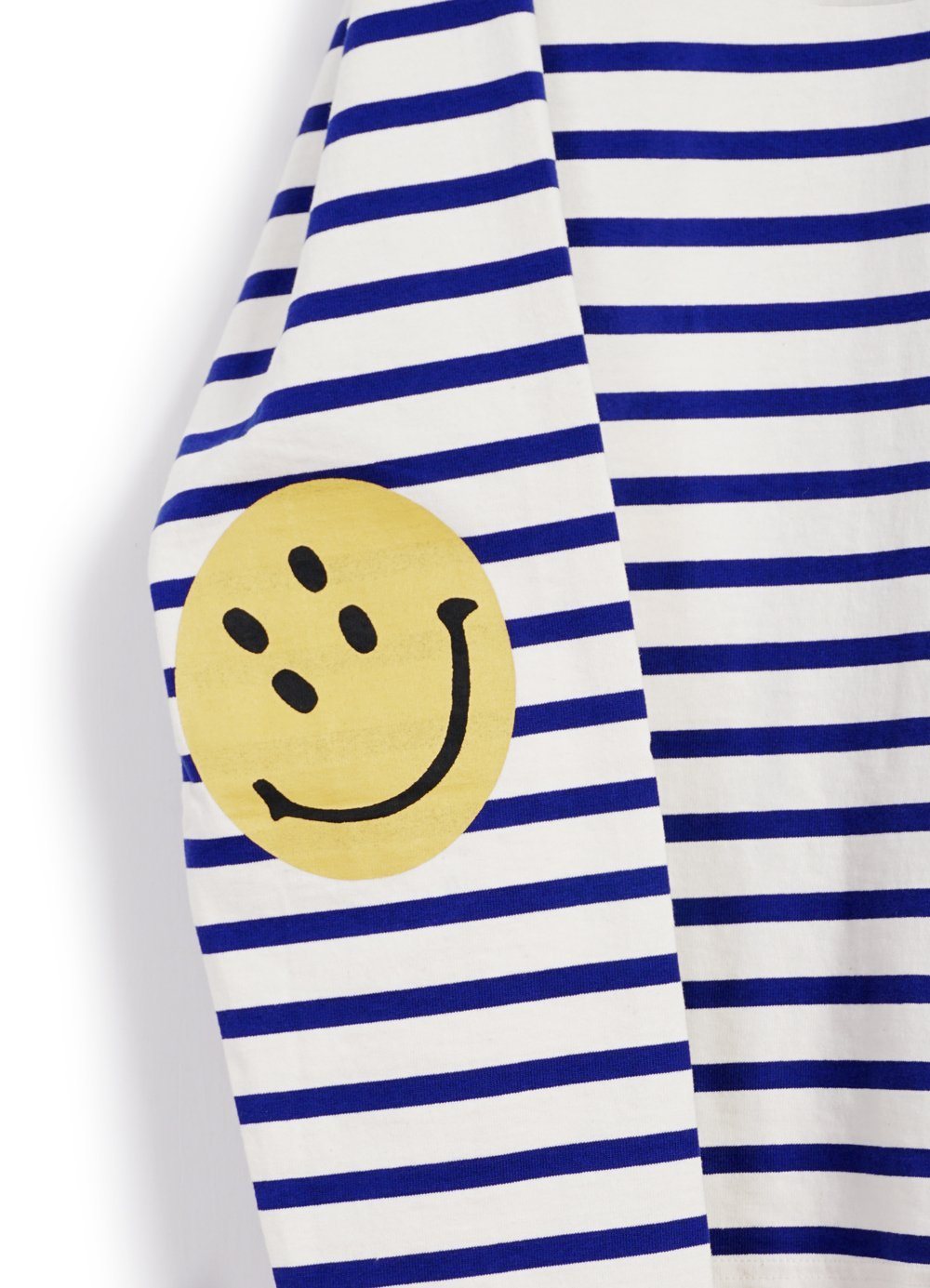 Kapital - Border Jersey SMILIE PATCH | Long Sleeve Crew T | Ecru x Blue - HANSEN Garments