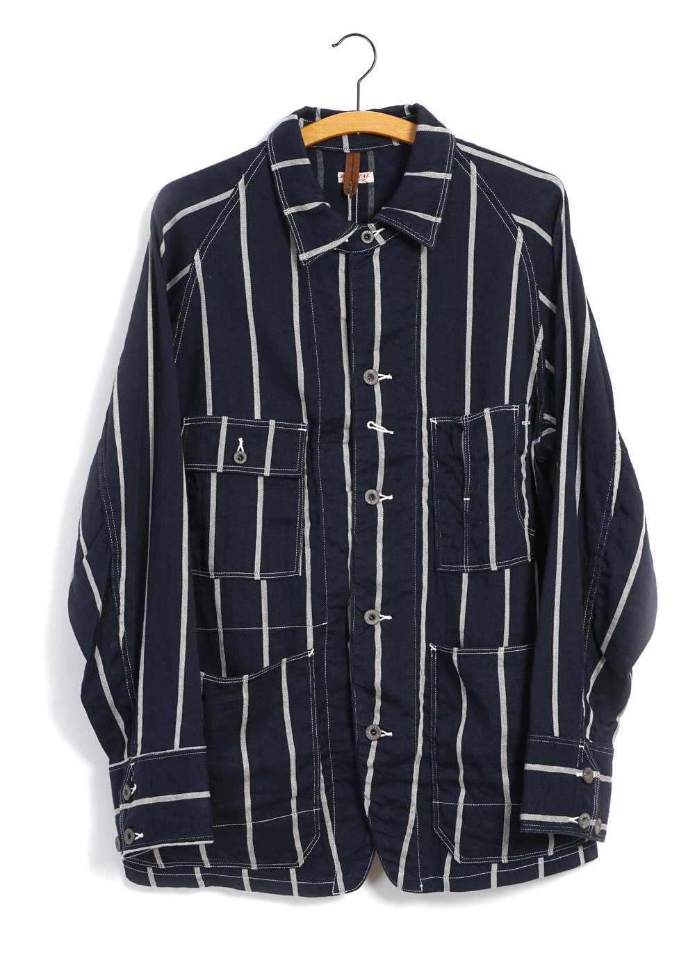 KAPITAL - CACTUS | Linen PHILLIES Stripe Coverall | Navy - HANSEN Garments