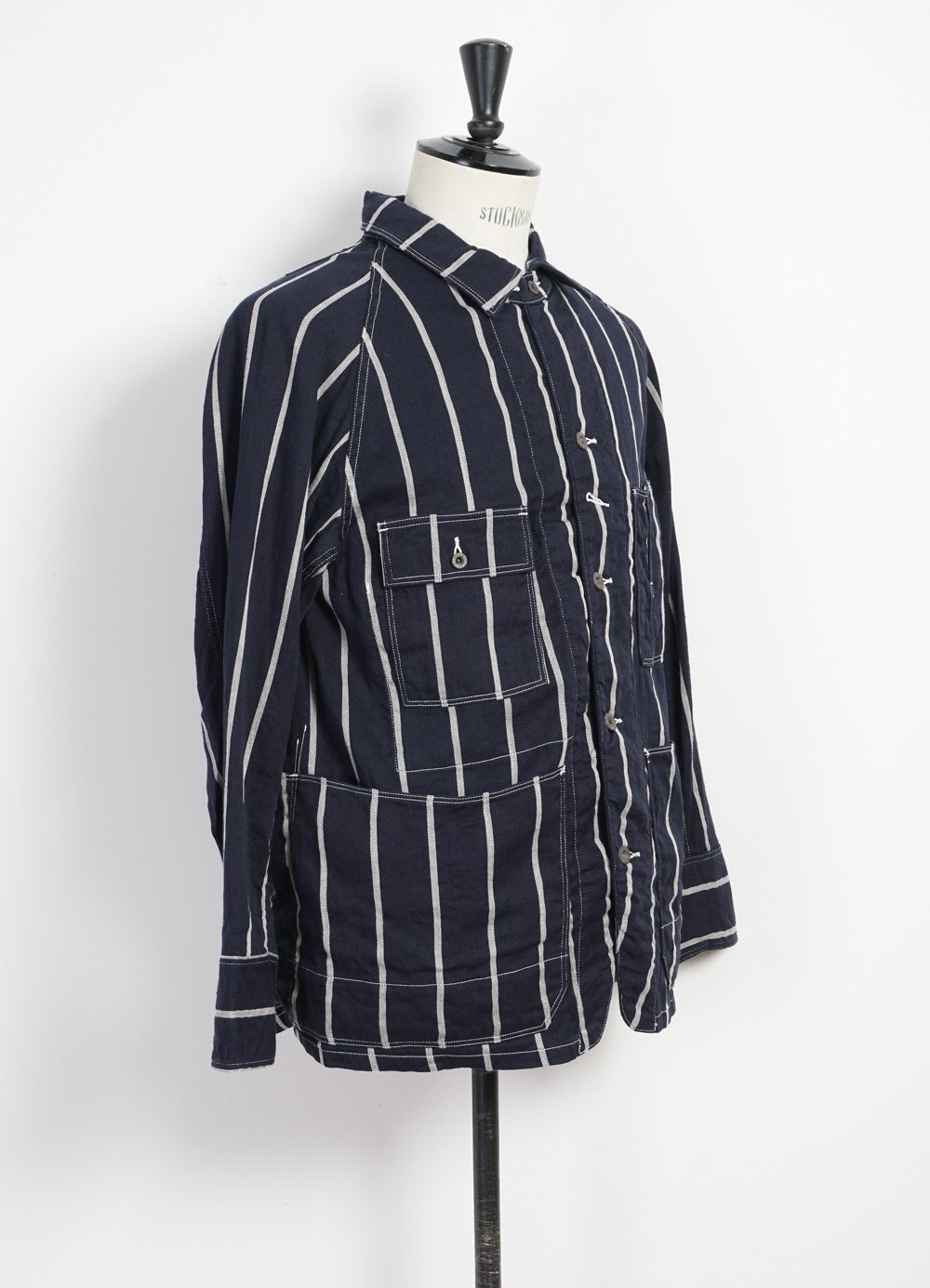 KAPITAL - CACTUS | Linen PHILLIES Stripe Coverall | Navy - HANSEN Garments