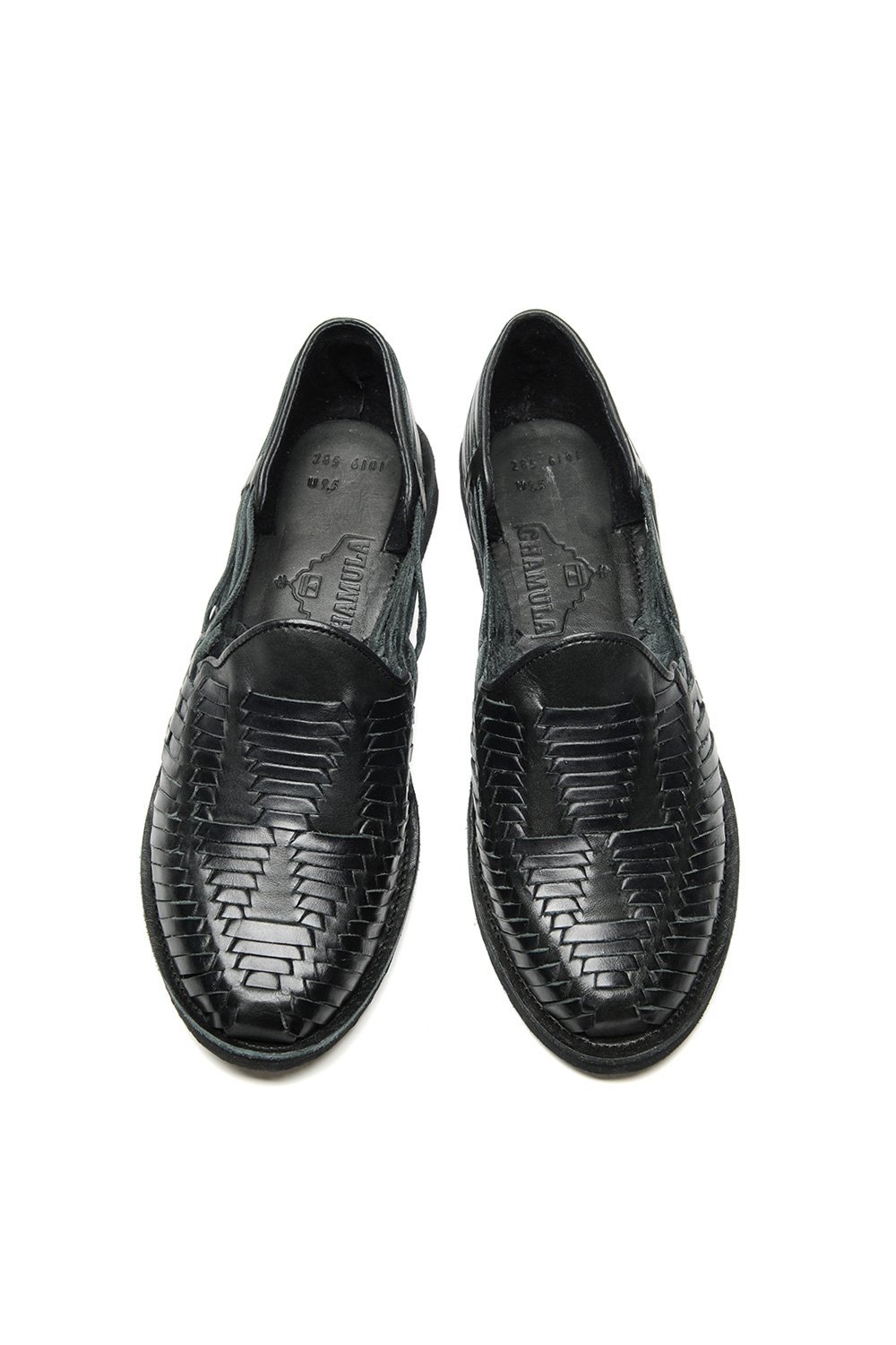 CHAMULA - Cancun Leather Huarache | Slip on Vegetable Tanned Sandals | Black - HANSEN Garments