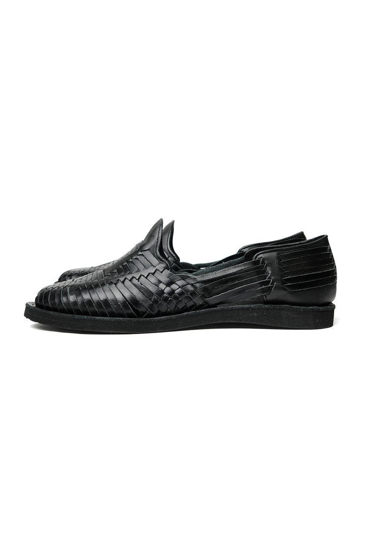 CHAMULA - Cancun Leather Huarache | Slip on Vegetable Tanned Sandals | Black - HANSEN Garments