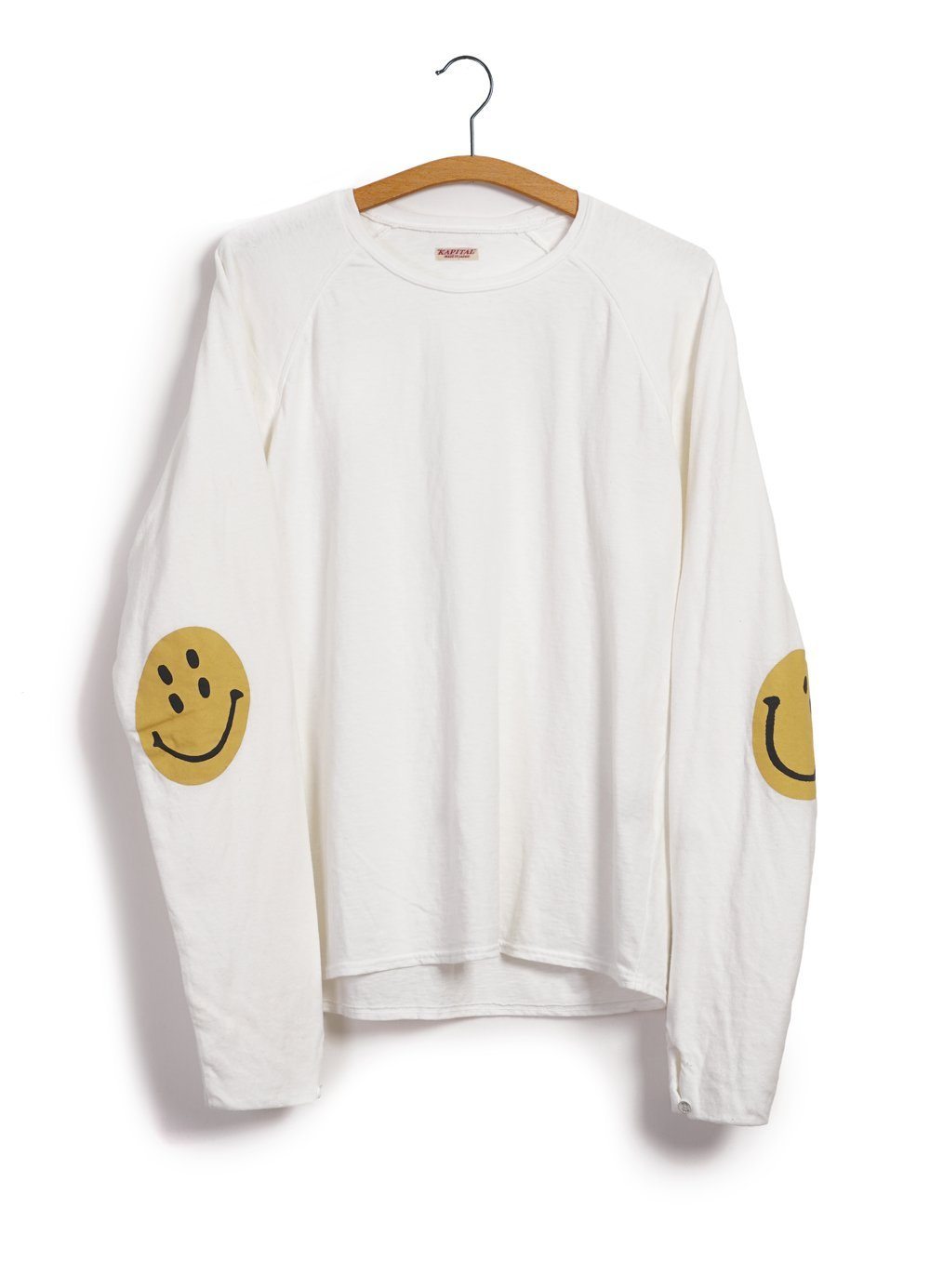 Kapital - CHEF SMILIE PATCH | Long Sleeve T | White - HANSEN Garments