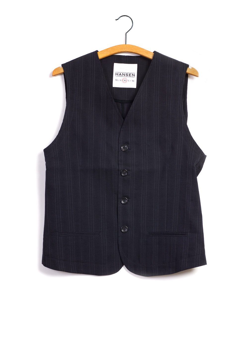 DANIEL | 4-Button Waistcoat | Black Stripe | €255 -HANSEN Garments- HANSEN Garments