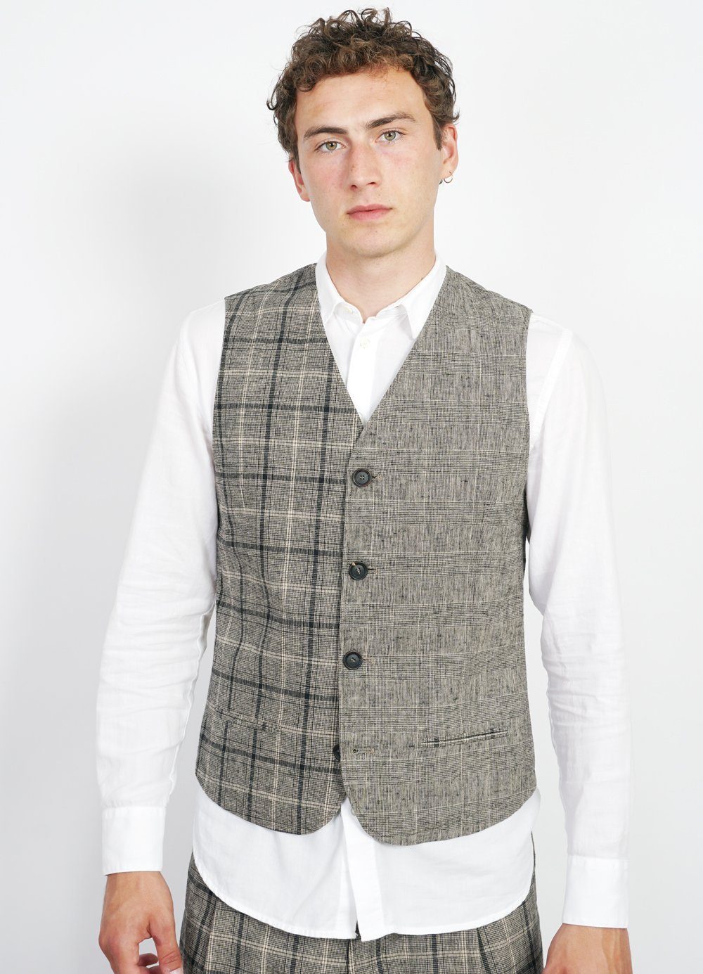 DANIEL | Four Button Waistcoat | Mixed Check -HANSEN Garments- HANSEN Garments