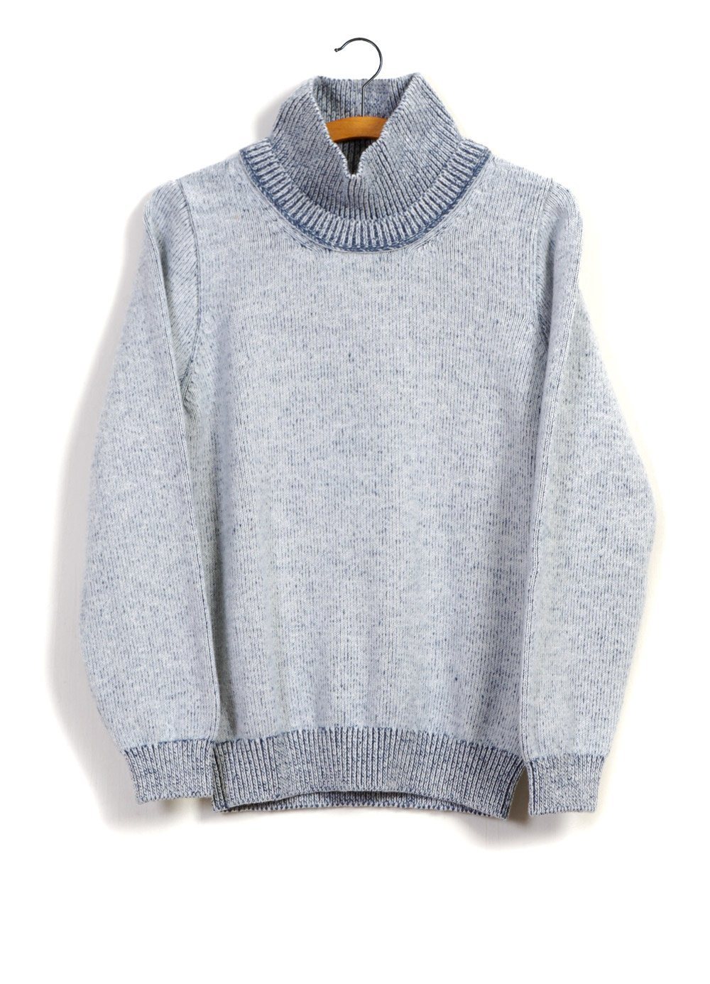 DOUBLE COLLAR | Crew & Turtle Neck Knit | White Blue | €285 -Inis Meáin- HANSEN Garments