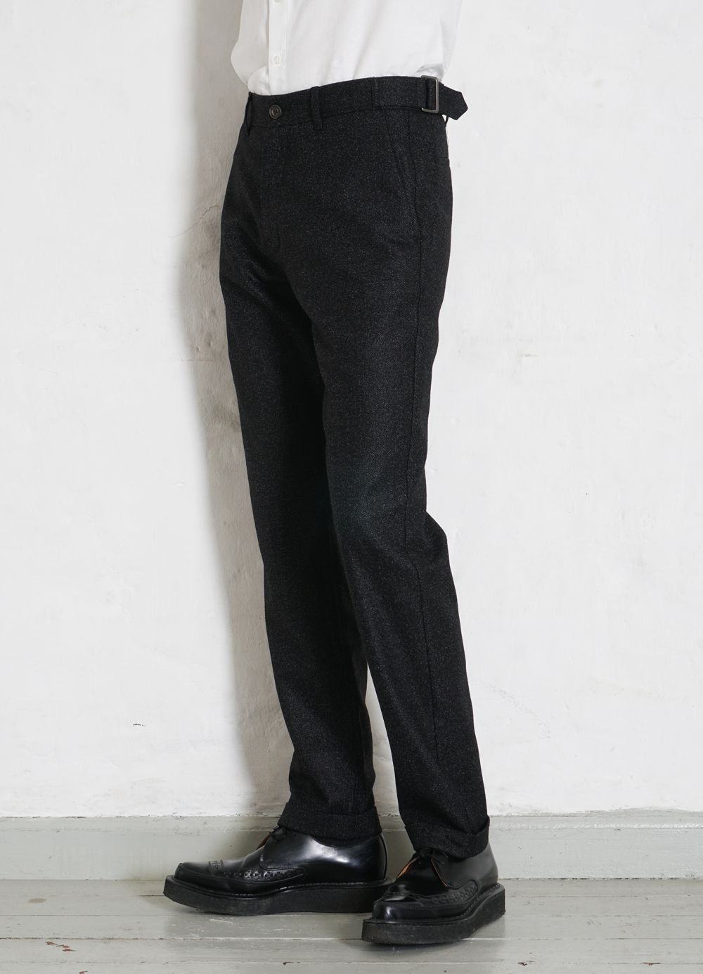 HANSEN GARMENTS - FINN | Side Buckle Regular Trousers | Black Marble - HANSEN Garments