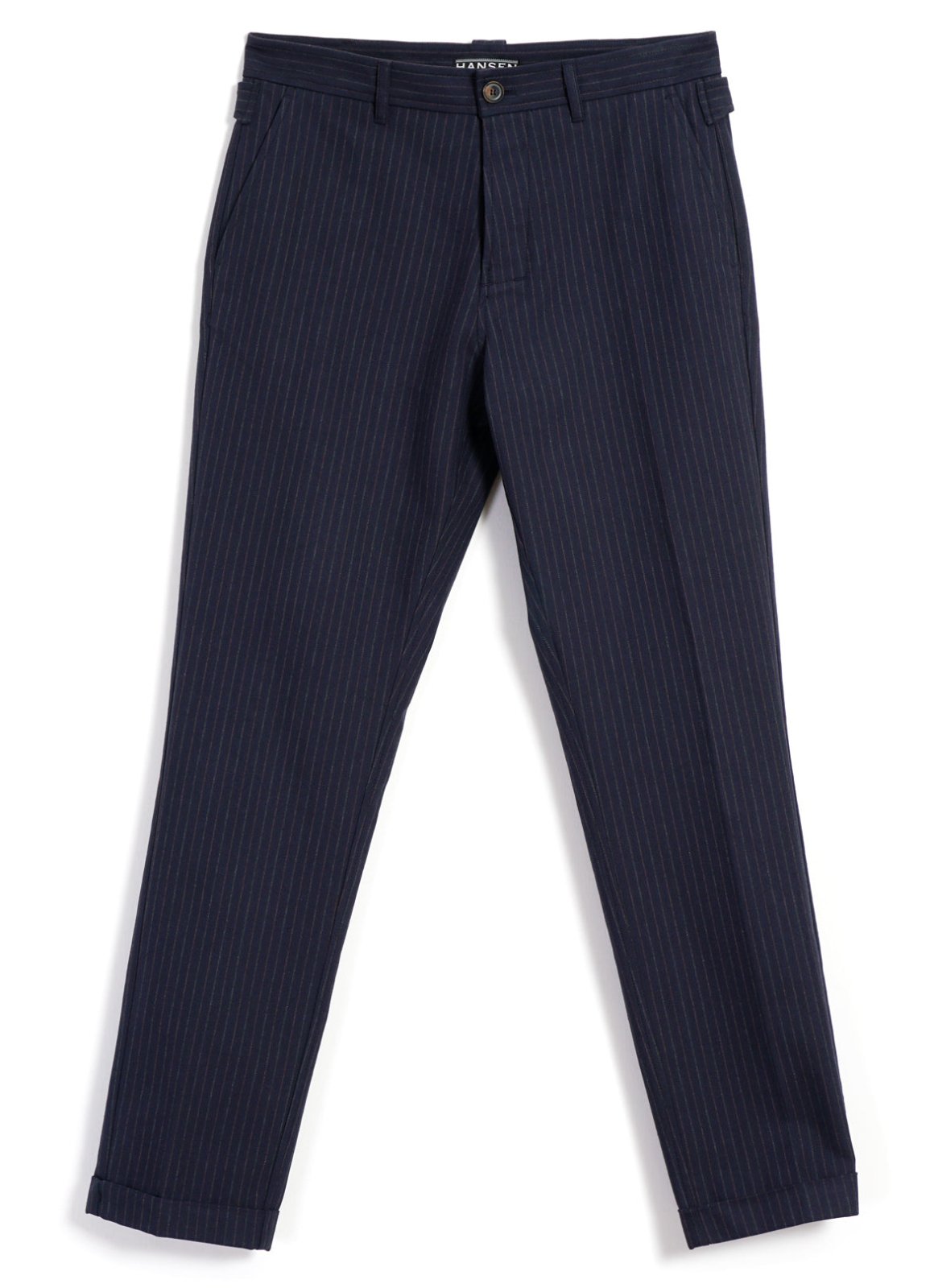 HANSEN GARMENTS - FINN | Side Buckle Regular Trousers | Blue Pin - HANSEN Garments