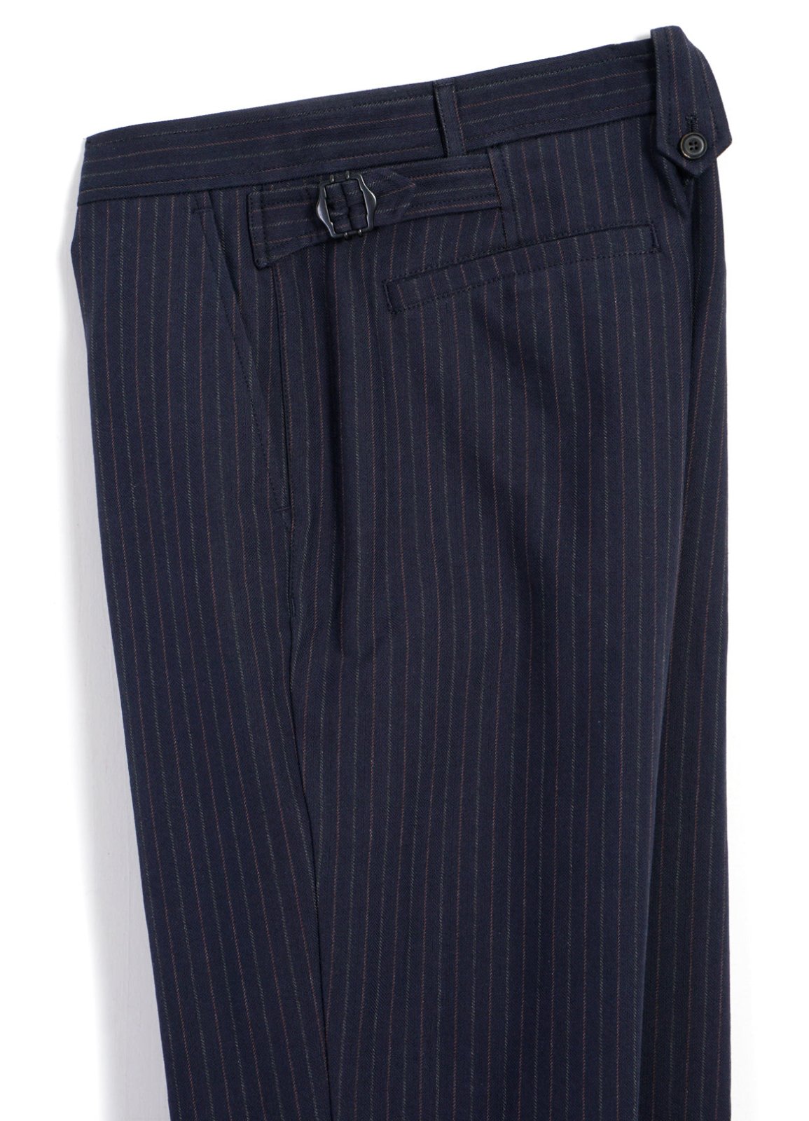 HANSEN GARMENTS - FINN | Side Buckle Regular Trousers | Blue Pin - HANSEN Garments