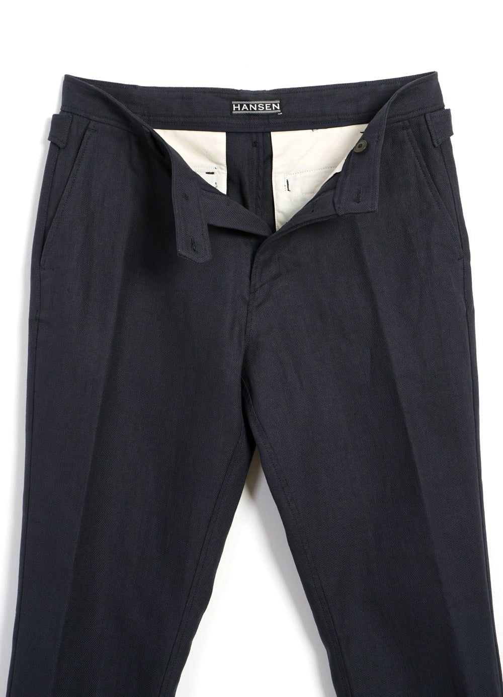 HANSEN GARMENTS - FINN | Side Buckle Regular Trousers | Dark Blue - HANSEN Garments