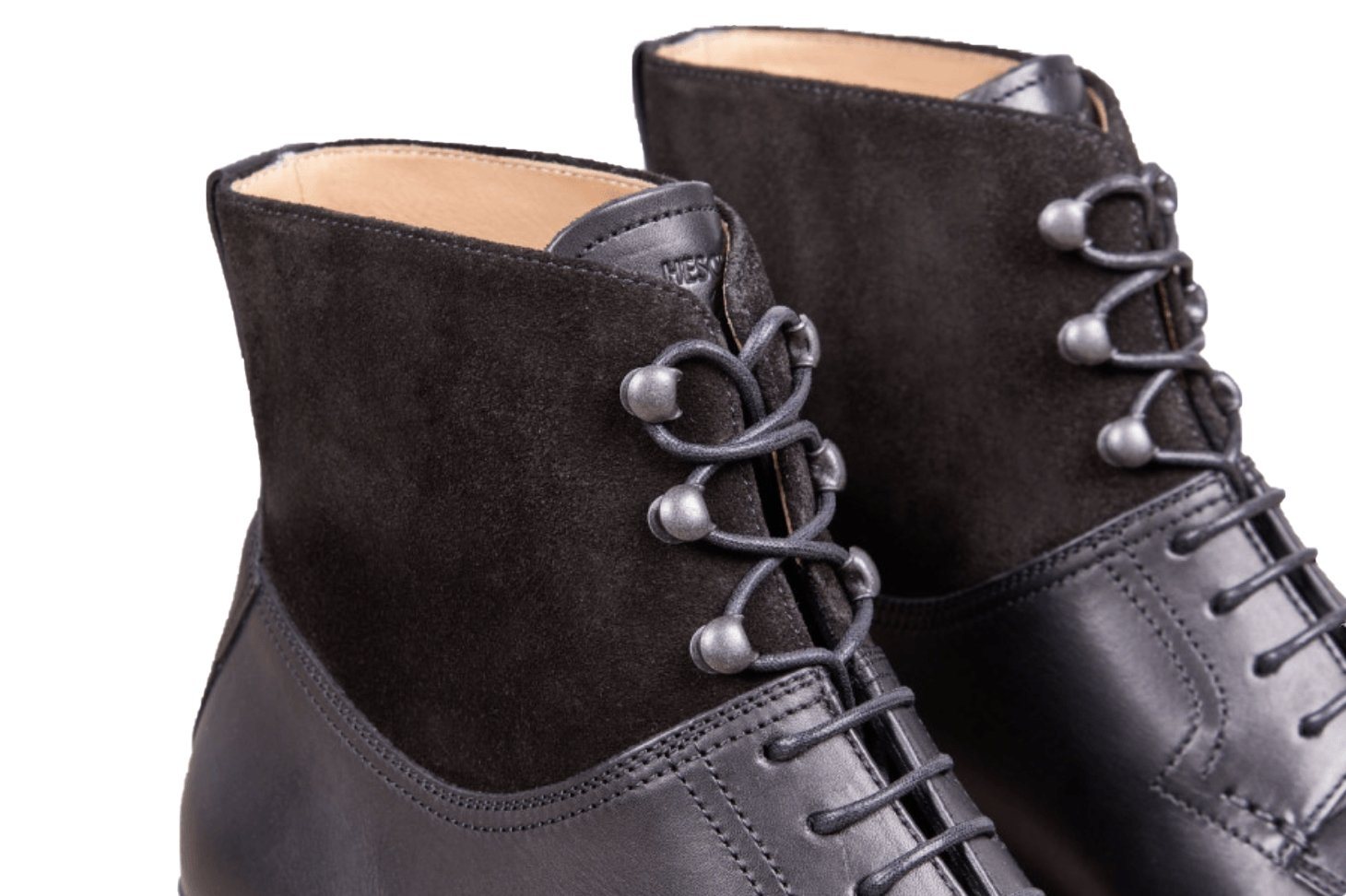HESCHUNG - GINKGO | Leather Boot with Suede Collar | Black - HANSEN Garments