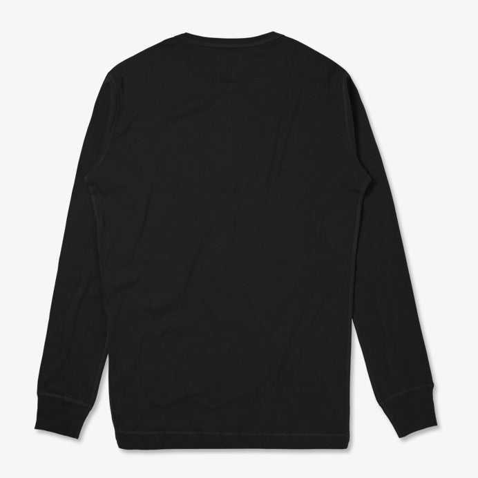 HEMEN BIARRITZ - HARRI | Organic Long Sleeve Henley | Black - HANSEN Garments