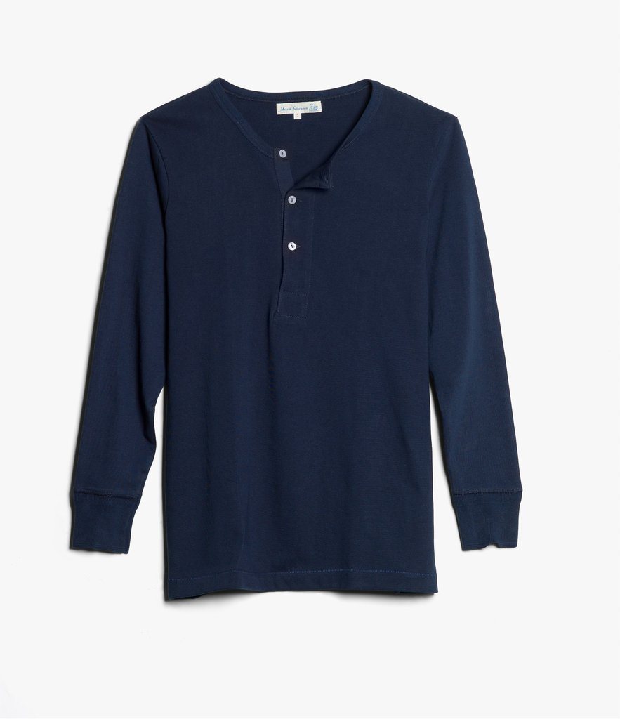 HENLEY | Organic Long Sleeve T-Shirt | Ink Blue | €90 -MERZ B. SCHWANEN- HANSEN Garments