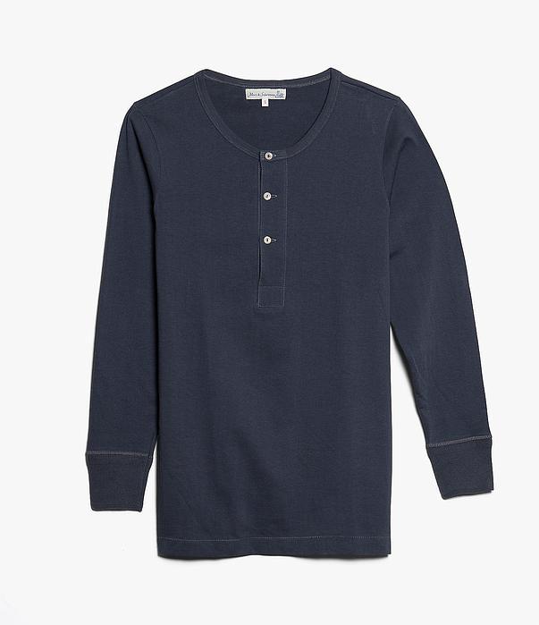 HENLEY | Organic Long Sleeve T-Shirt | Navy | €90 -MERZ B. SCHWANEN- HANSEN Garments