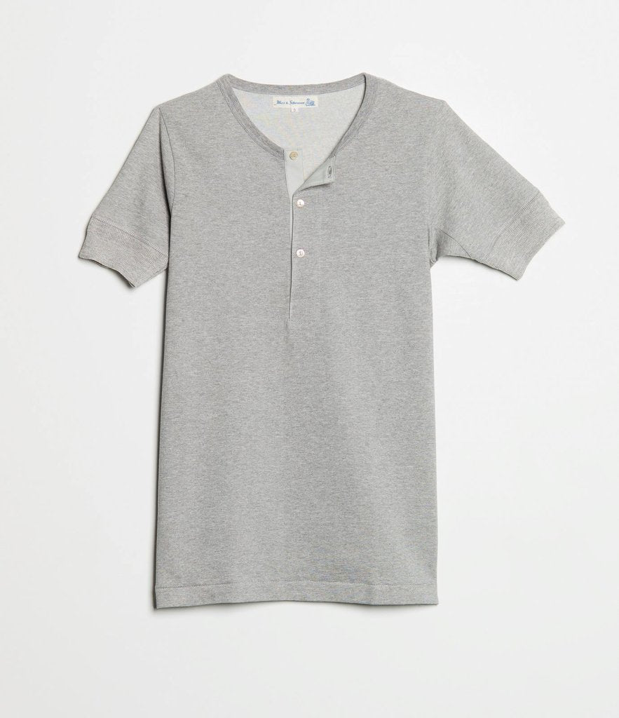 HENLEY | Organic Short Sleeve T-Shirt | Grey Mel. | €80 -MERZ B. SCHWANEN- HANSEN Garments