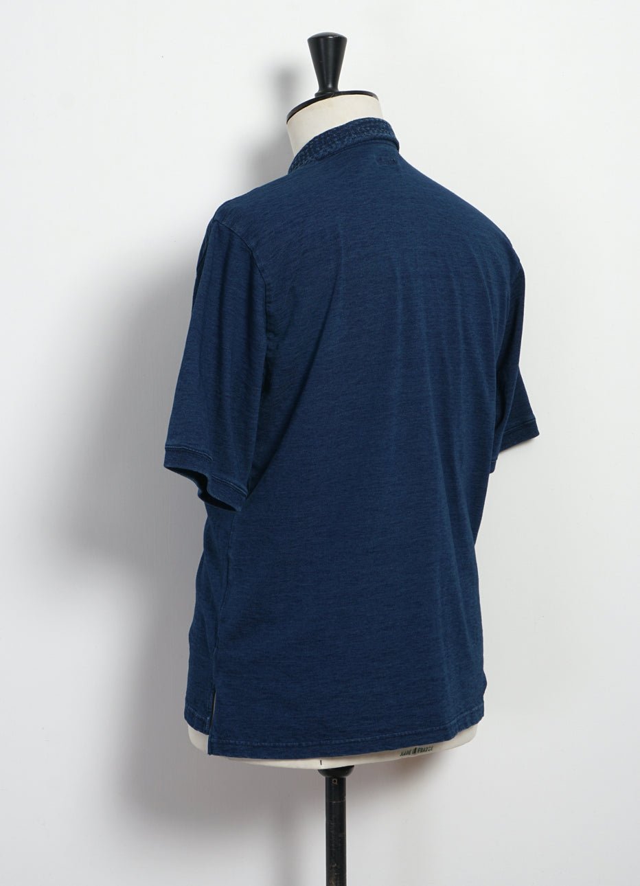 KAPITAL - INDIGO | Jersey Sashiko Polo Shirt | Indigo - HANSEN Garments