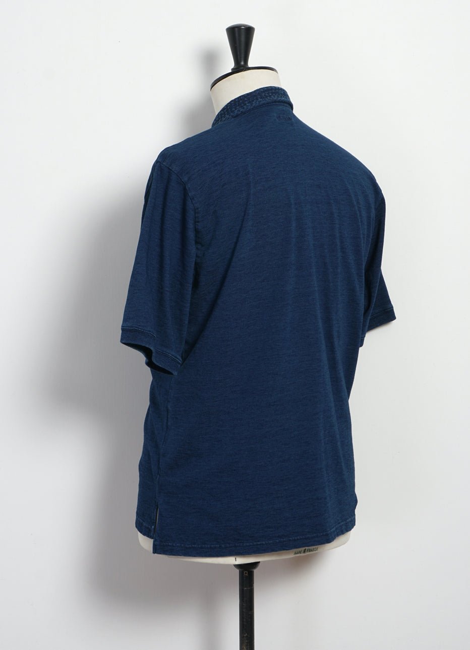 INDIGO | Jersey Sashiko Polo Shirt | Indigo | HANSEN Garments