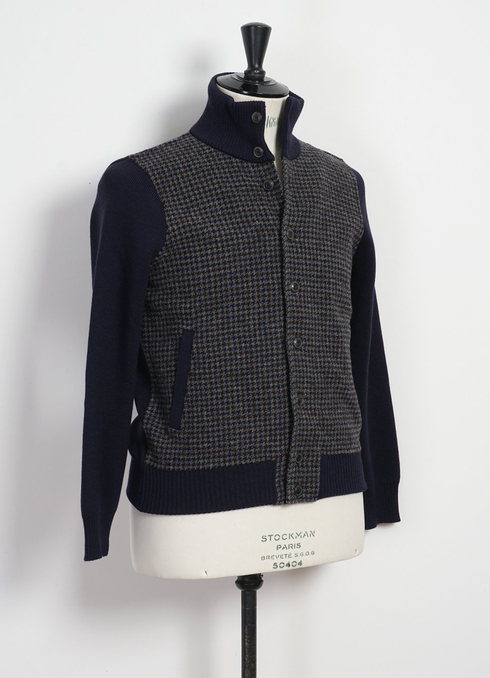 G.R.P - JACKET | Knitted Houndstooth Jacket | Blue/Grey - HANSEN Garments