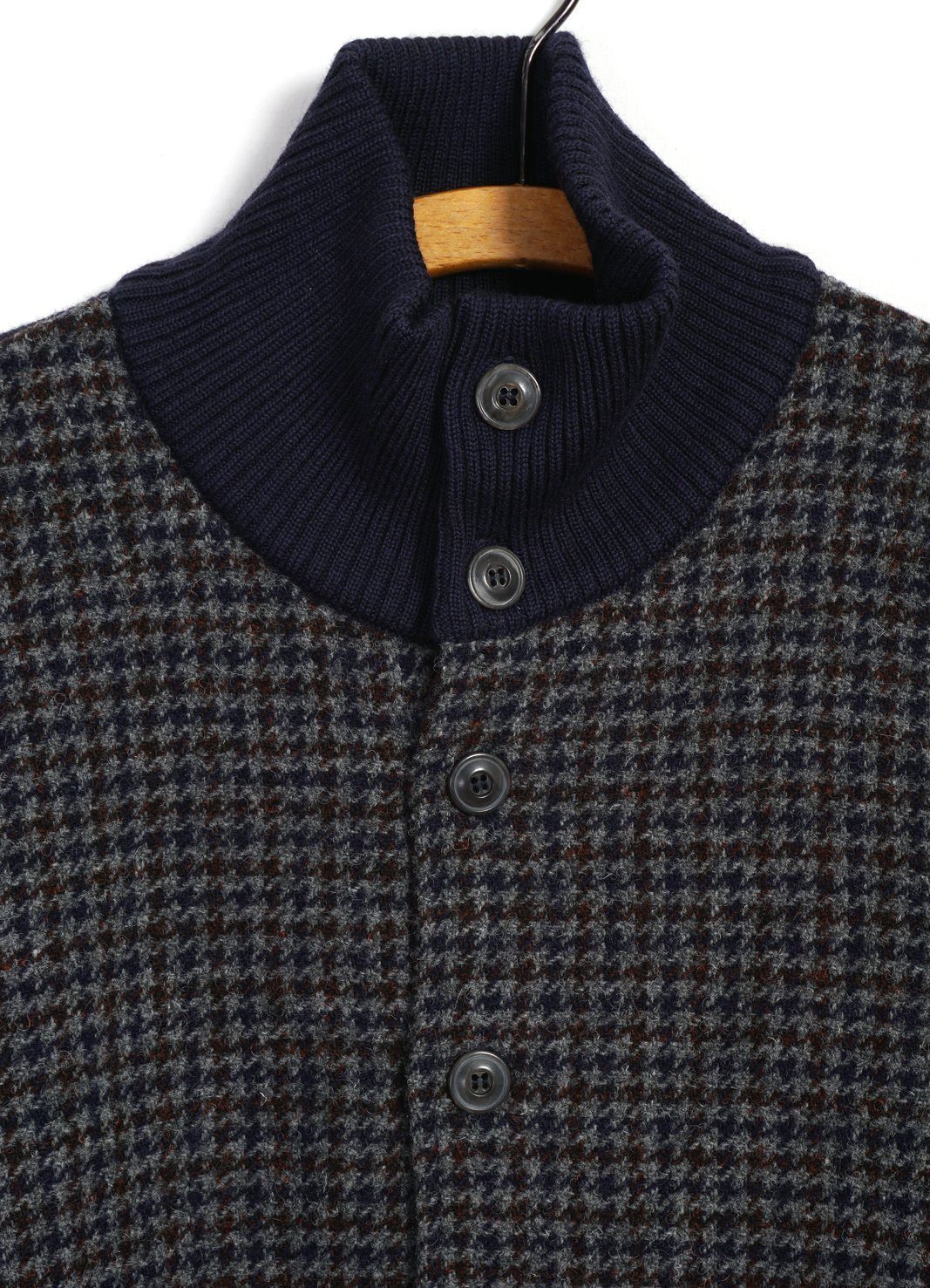 G.R.P - JACKET | Knitted Houndstooth Jacket | Blue/Grey - HANSEN Garments