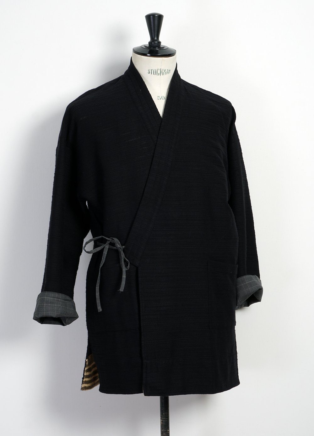 KAI D - JAPANESE FARMER COAT | Novel Slub Yarn | Black - HANSEN Garments
