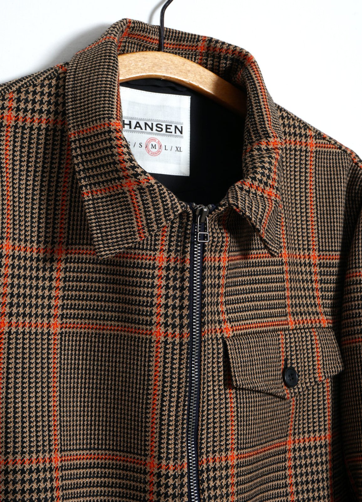 HANSEN GARMENTS - JARLE | Casual Zipper Jacket | Orange Glen Check - HANSEN Garments