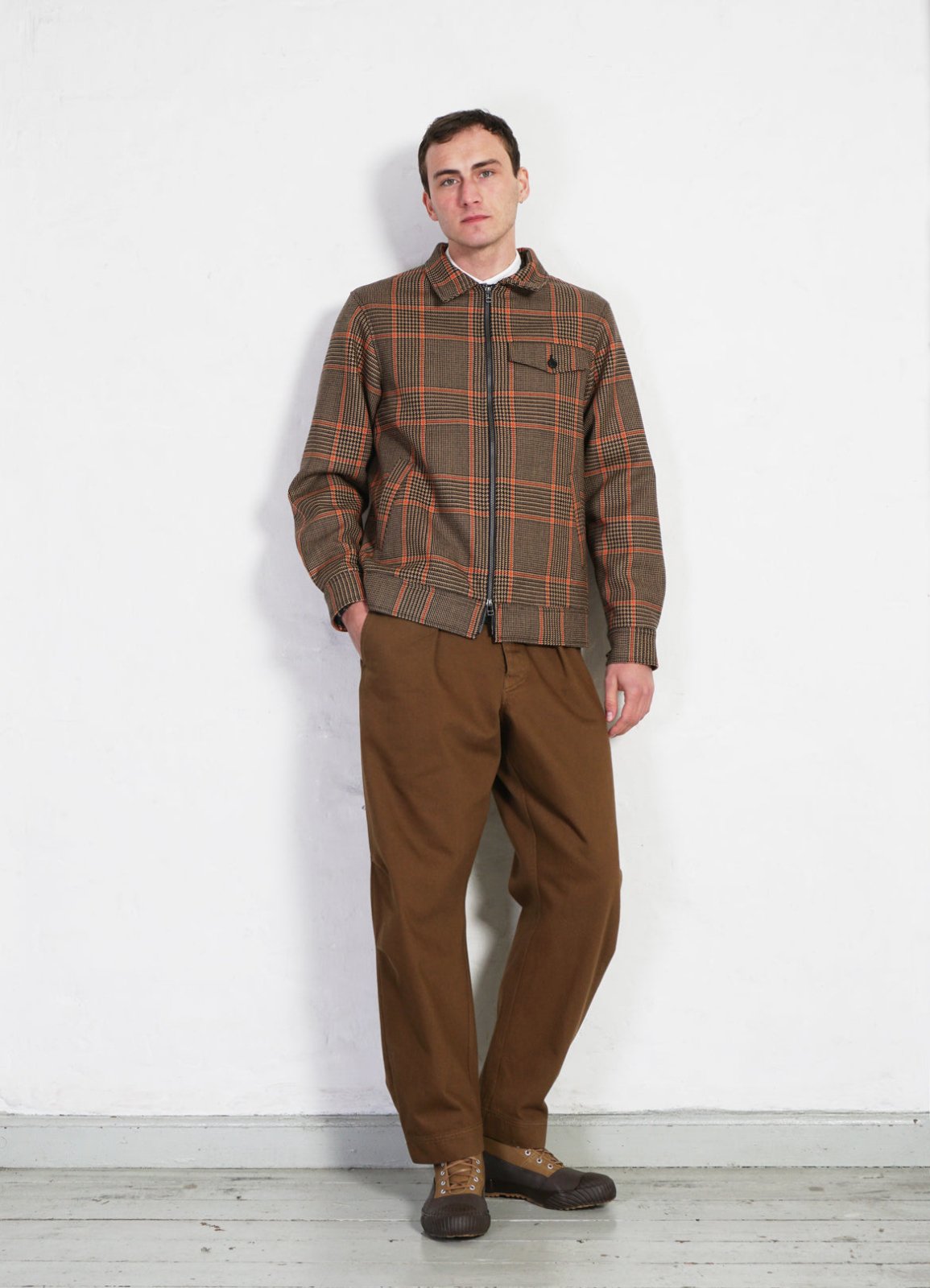 HANSEN GARMENTS - JARLE | Casual Zipper Jacket | Orange Glen Check - HANSEN Garments