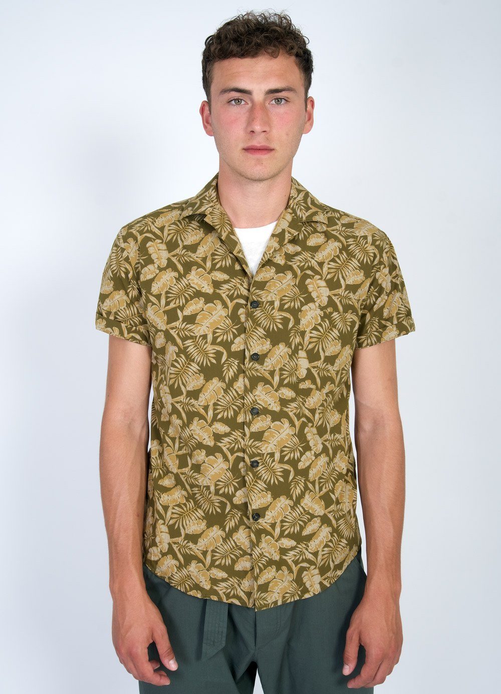 JONNY | Printed Short Sleeve Shirt | Khakiplant | €200 -HANSEN Garments- HANSEN Garments