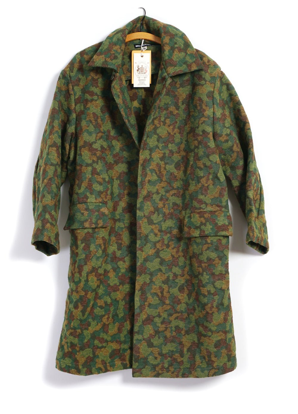 MONITALY - JUTE COAT | Oversized Coat With Belt | Green Jacquard Camo - HANSEN Garments