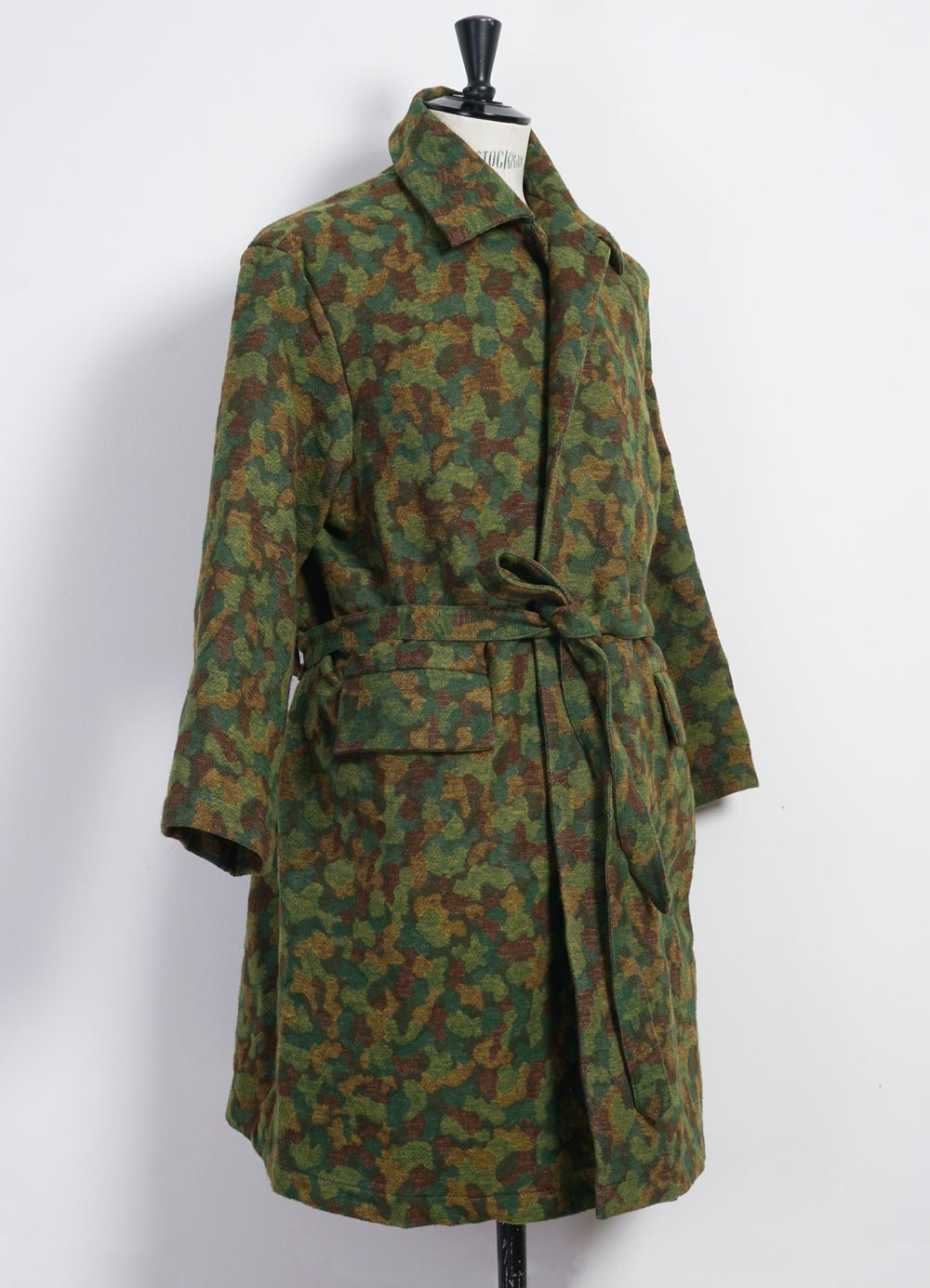 MONITALY - JUTE COAT | Oversized Coat With Belt | Green Jacquard Camo - HANSEN Garments
