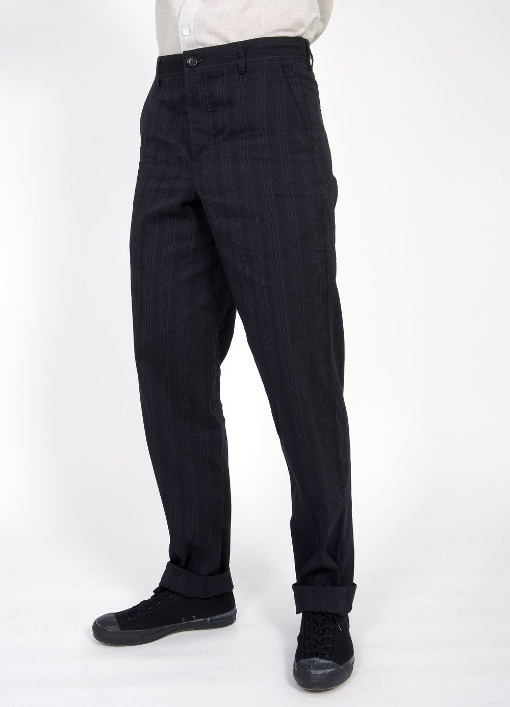 KEN | Wide Cut Trousers | Black Stripe | €295 -HANSEN Garments- HANSEN Garments