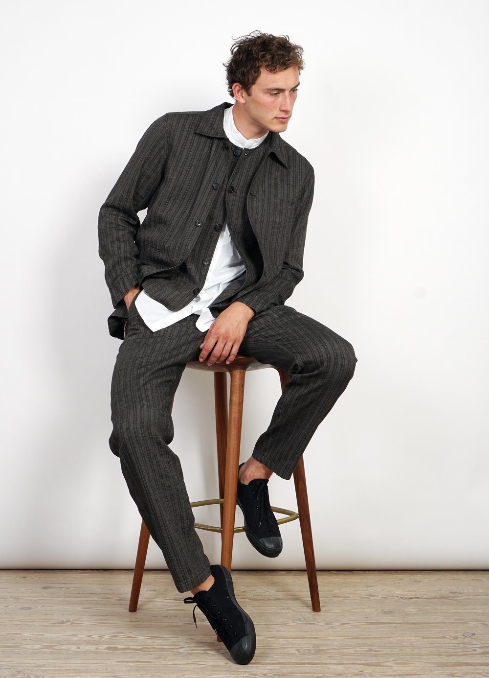 KEN | Wide Cut Trousers| Taupe Stripes -HANSEN Garments- HANSEN Garments