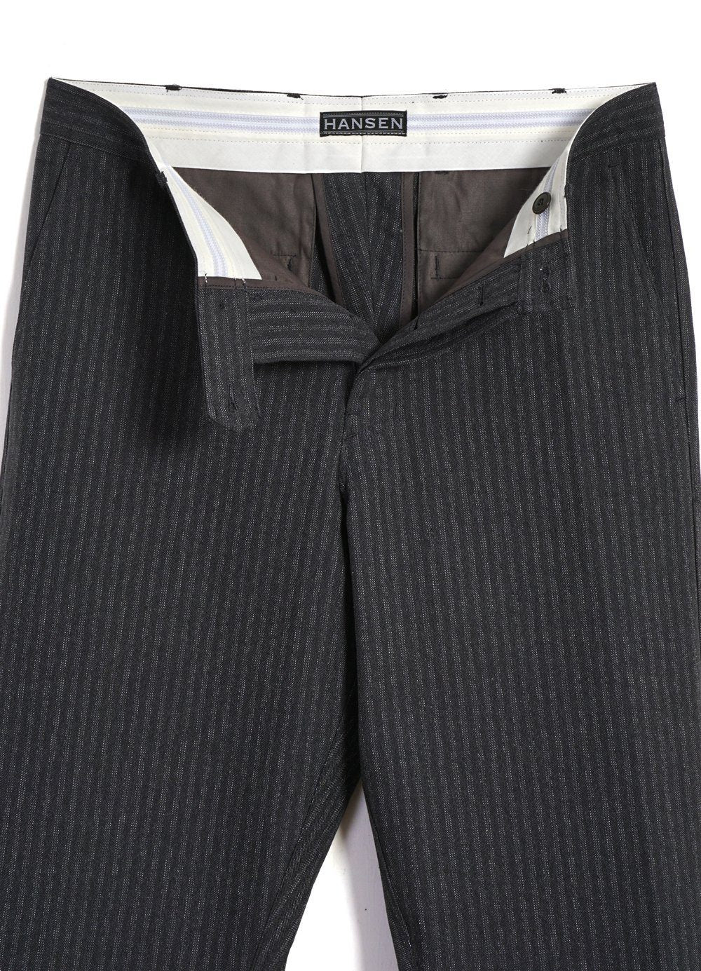 HANSEN GARMENTS - KIAN | Cinch Back Wide Trousers | Grey Pin - HANSEN Garments