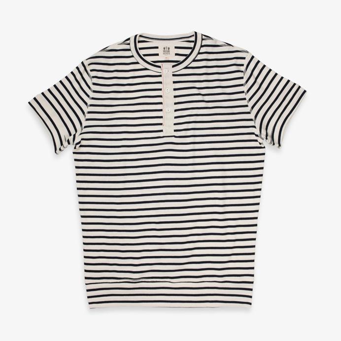 LUZIEN | Short Sleeve Henley | Breton Stripe | €65 -HEMEN BIARRITZ- HANSEN Garments