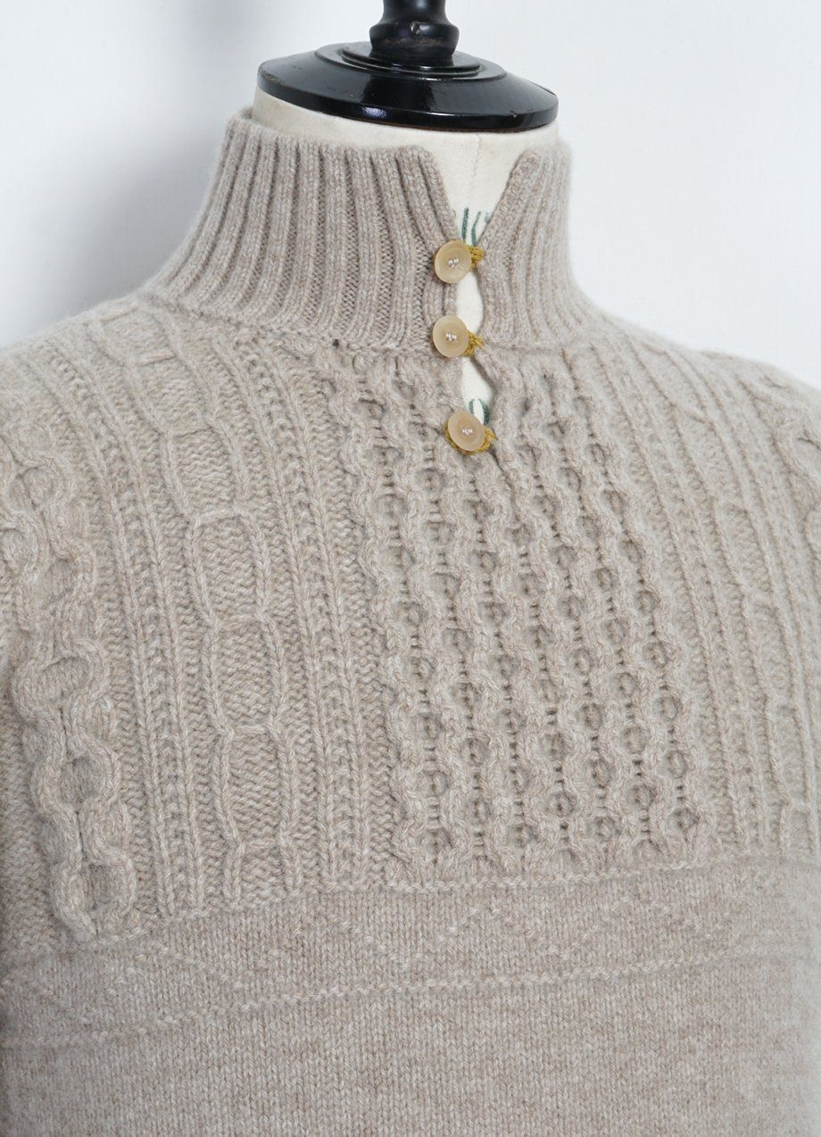 INIS MEÁIN - MAIRTÍN BEAG | Merino Wool Button-up Knit | Sabbia - HANSEN Garments