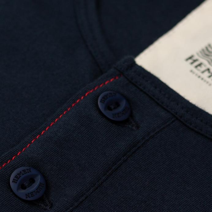 HEMEN BIARRITZ - NIKO | Organic Long Sleeve Henley | Deep Marine - HANSEN Garments