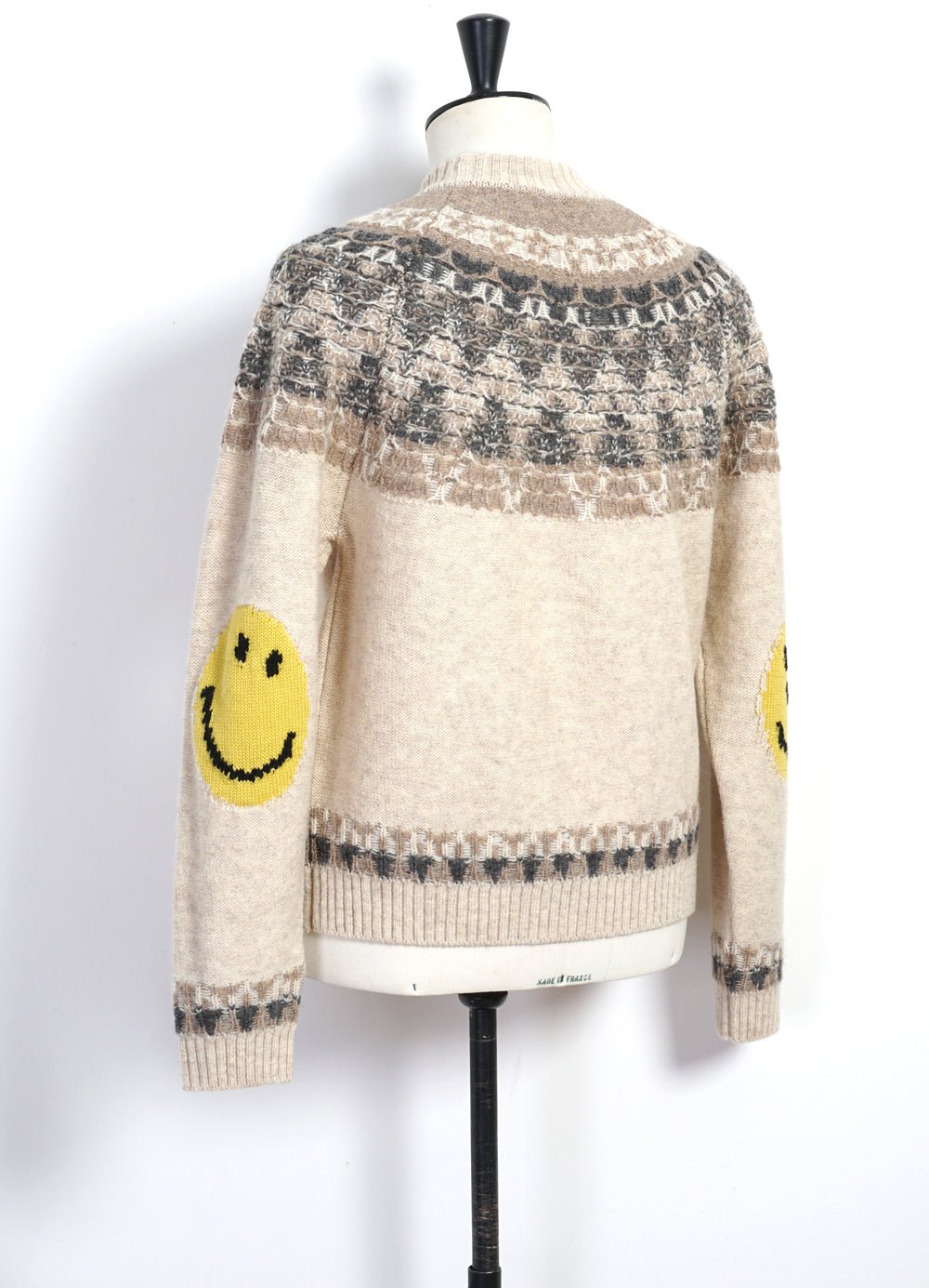 KAPITAL - NORDIC SMILIE | Wool-Jacquard Crewneck Sweater | Ecru - HANSEN Garments