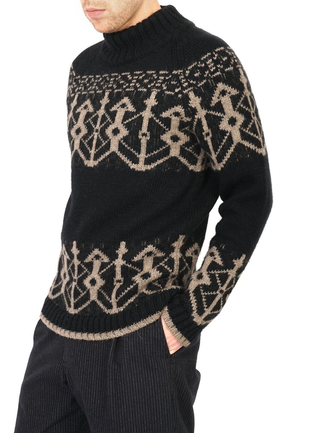 NORMANN | Pattern Knit Sweater | Coal/Stone | €400 -HANSEN Garments- HANSEN Garments