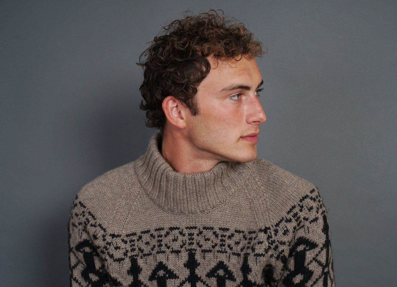 NORMANN | Pattern Knit Sweater | Stone/Coal | €400 -HANSEN Garments- HANSEN Garments