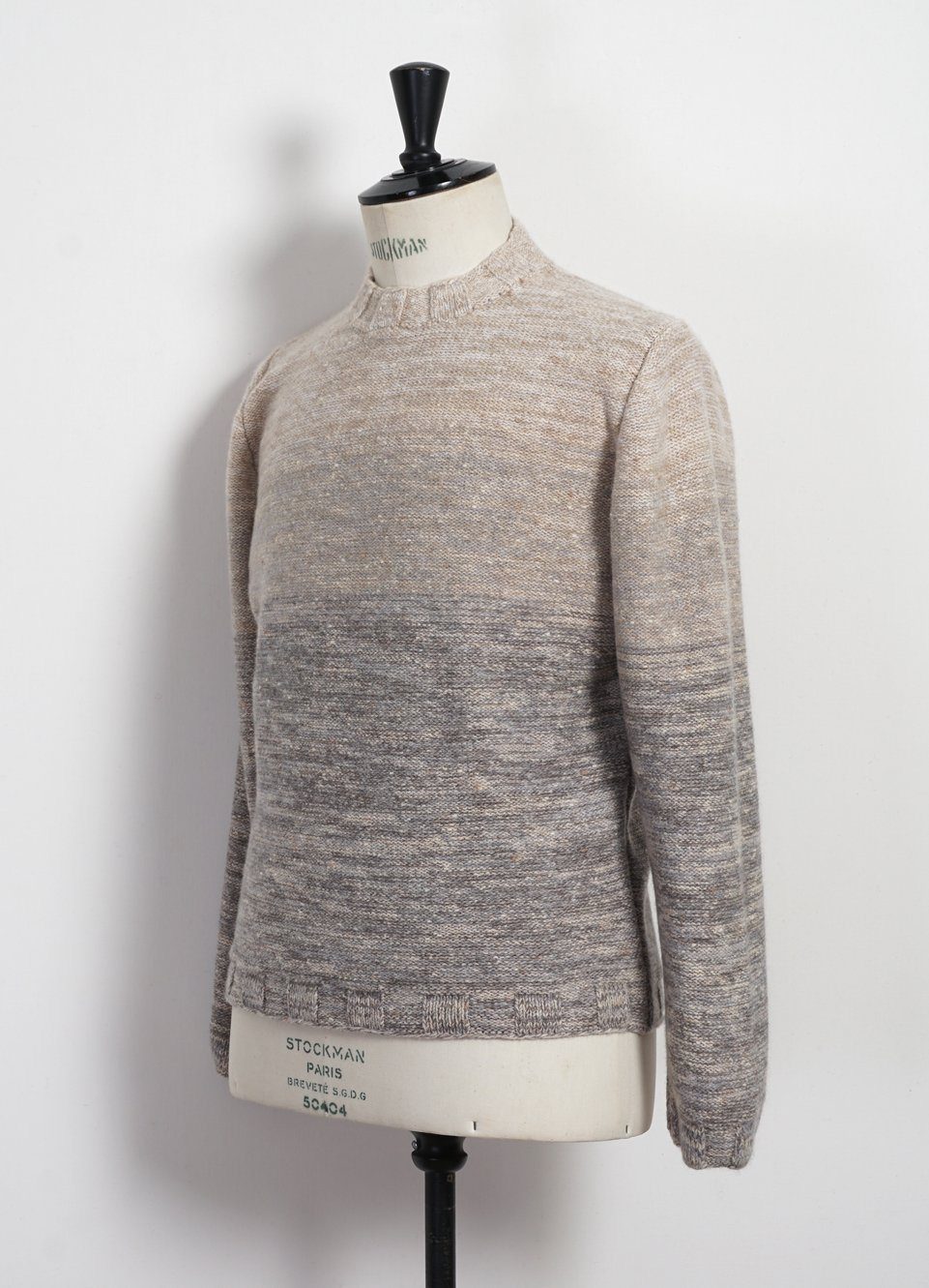INIS MEÁIN - OMBRÉ MOCK-NECK | Wool & Cashmere-blend Sweater | Beige/Light Grey - HANSEN Garments