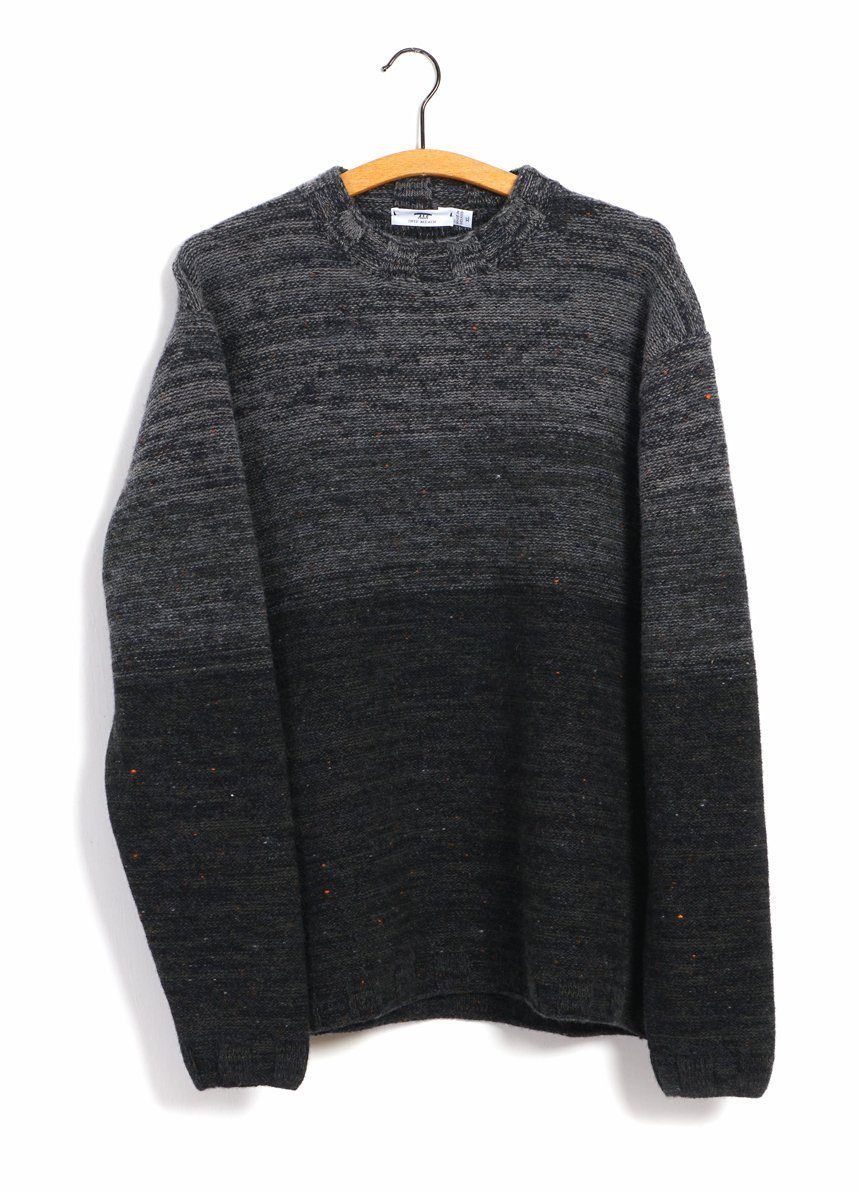 INIS MEÁIN - OMBRÉ MOCK-NECK | Wool & Cashmere-blend Sweater | Black/Grey - HANSEN Garments
