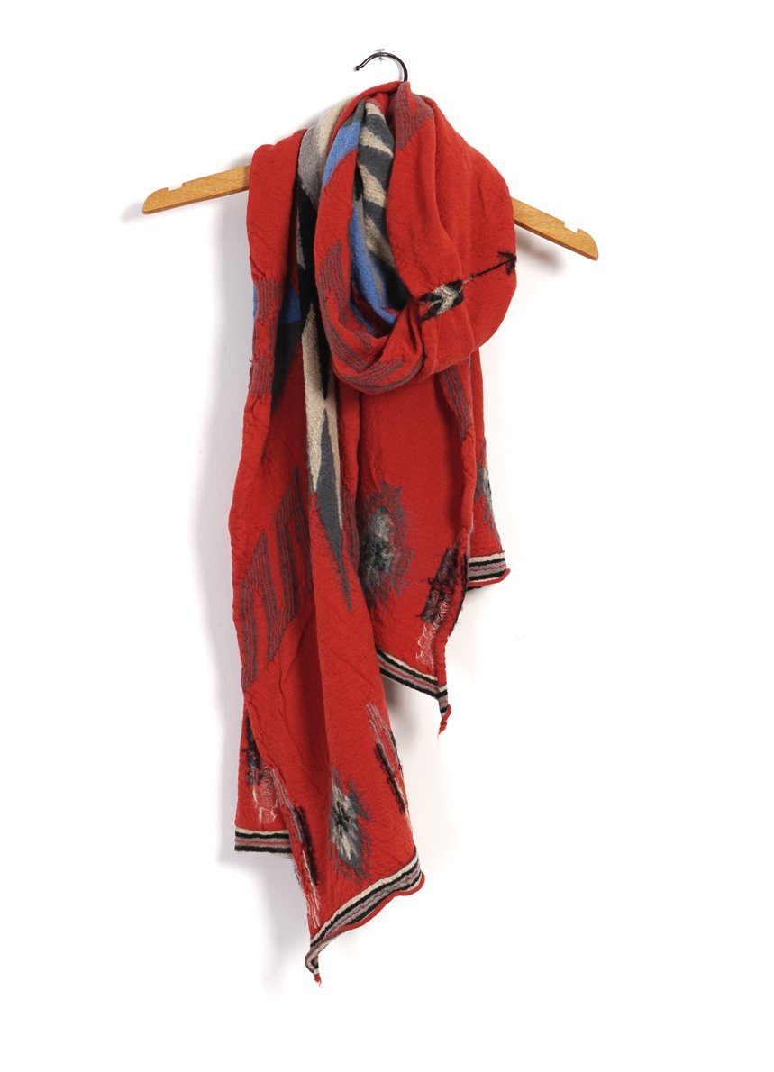 KAPITAL - ORTEGA BLANKET | Compressed Wool Scarf | Red - HANSEN Garments