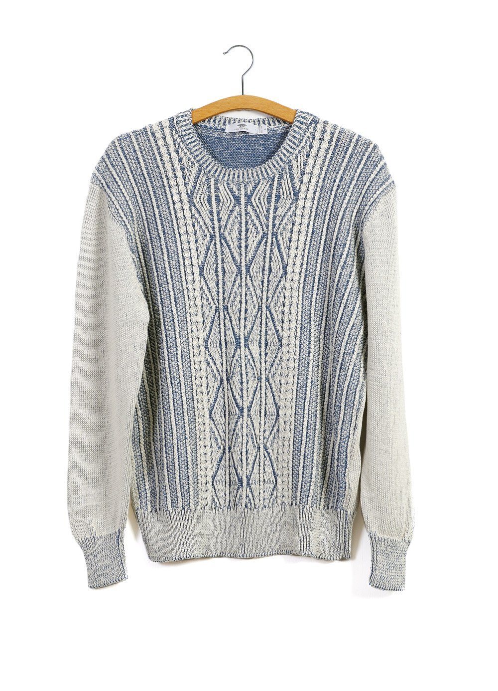 PATENTED ARAN | Cable Knit Sweater | Blue Offwhite | 240€ -Inis Meáin- HANSEN Garments