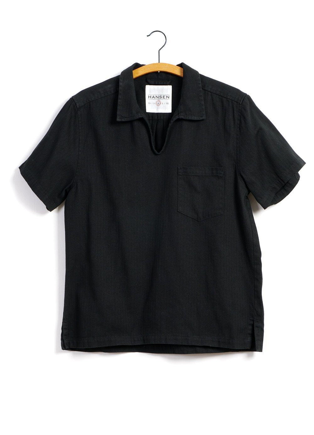 PHILLIP | Short Sleeve Pull-On Shirt | Black -HANSEN Garments- HANSEN Garments