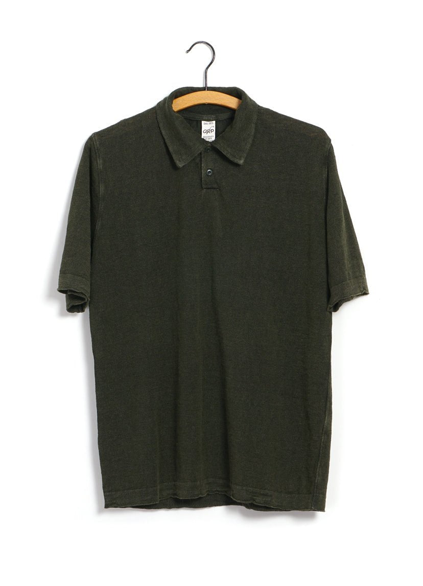 G.R.P - POLO | Short Sleeve 2-Button Polo | Dark Green Black - HANSEN Garments