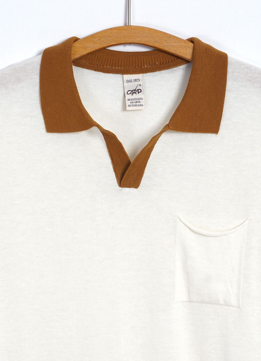 G.R.P - POLO | Short Sleeve Knit Shirt | Ecru Tobacco - HANSEN Garments