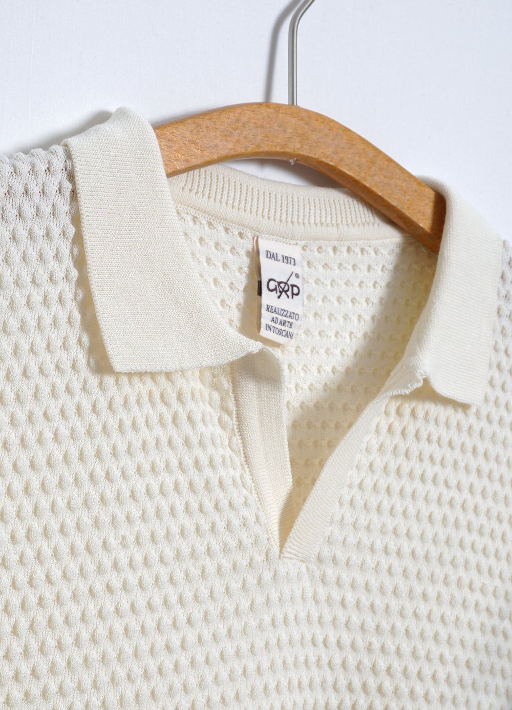 POLO | Short Sleeve Spot Knit Shirt | Ecru | HANSEN Garments