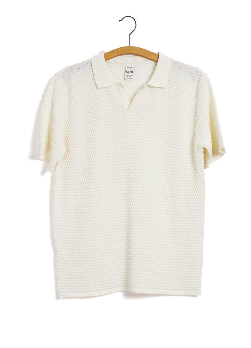 SOLD OUT - POLO | Short Sleeve Spot Knit Shirt | Ecru - HANSEN Garments