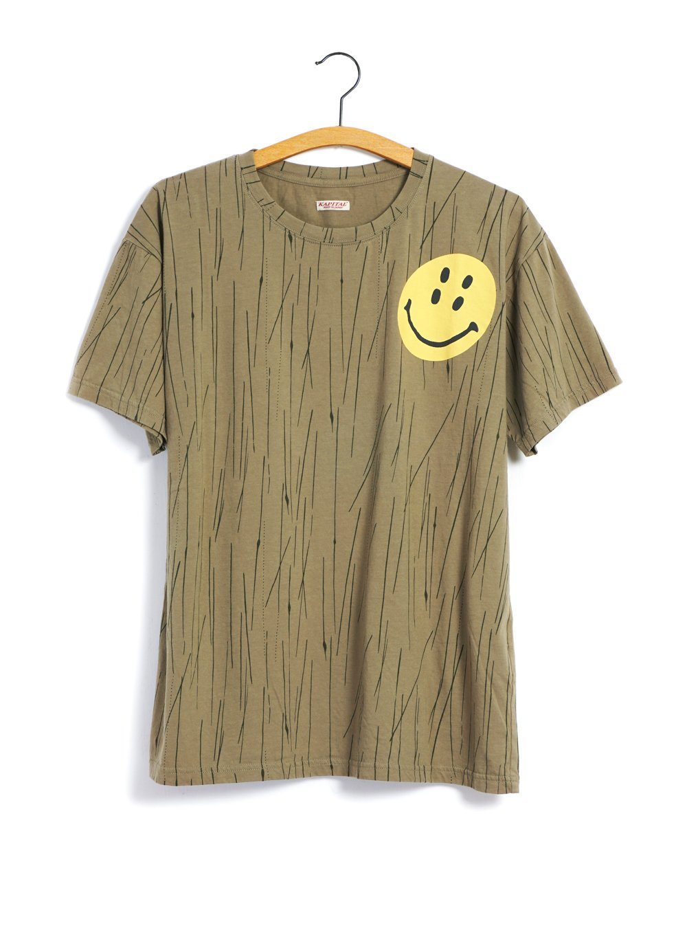 KAPITAL - RAIN CAMO RAIN SMILE | Jersey Crew T | Khaki - HANSEN Garments