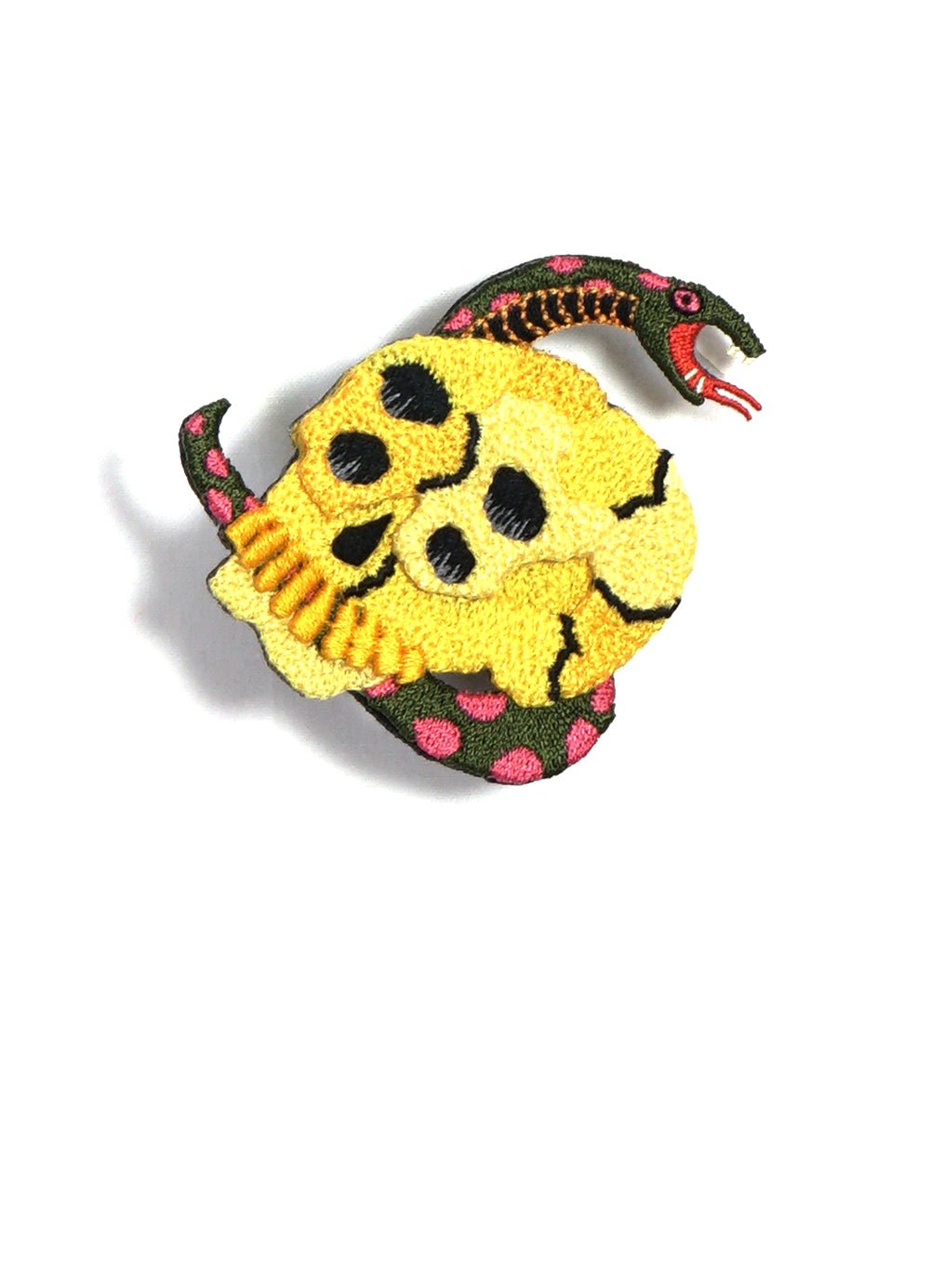 KAPITAL - RAIN SKULL | 3D Embroidered Pin Badge | Yellow - HANSEN Garments